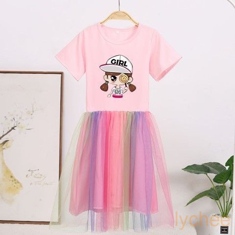 Đầm Công Chúa In Hình Kỳ Lân Cho Bé Gái 2020