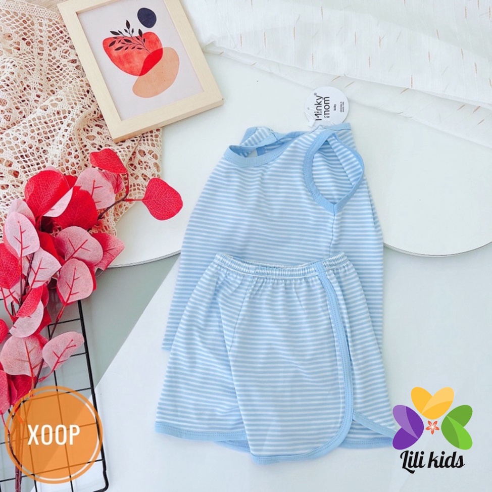 Bộ ba lỗ bé trai bé gái LYBABY vải thun lạnh kẻ nhiều màu bộ quần áo cho bé 3 lỗ mặc hè thoáng mát BBL05
