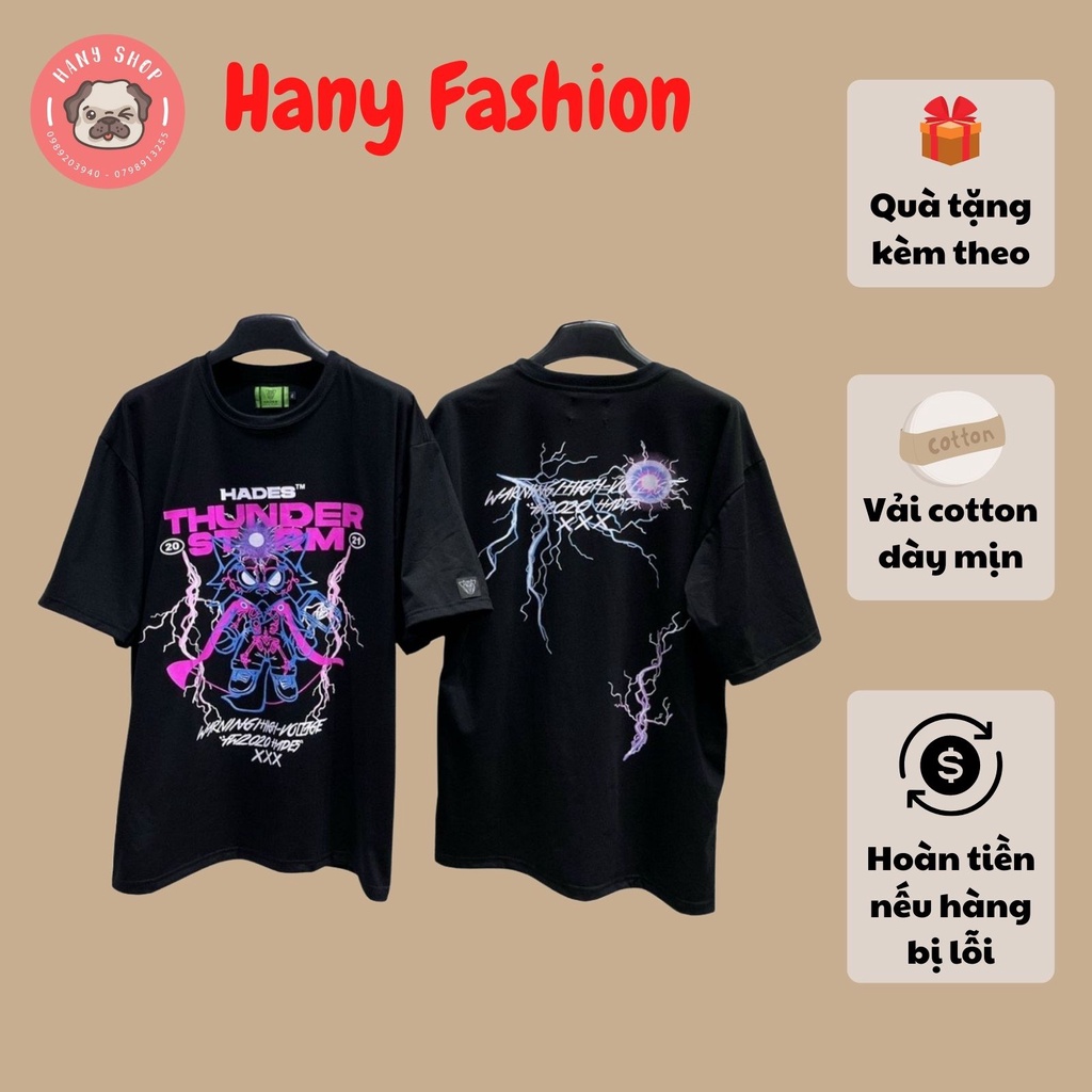 Áo thun unisex tay lở Hades Thunder Storm đầy đủ tag cổ tag tay - HADES THUNDER STORM TEE || Hany Shop