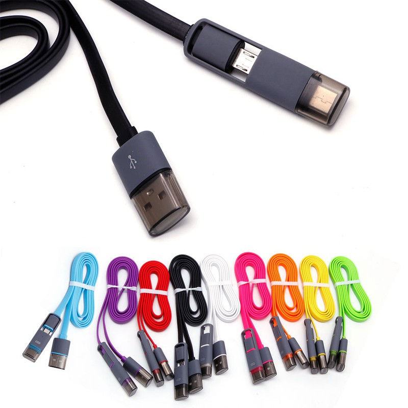 Dây Cáp Sạc 2 Trong 1 Usb Male Sang Type-C + Micro Usb Cho Samsung Htc Lg