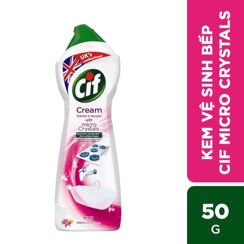 [CIF] Kem tẩy đa năng nhà bếp Cif Micro Crystals màu hồng 500ml