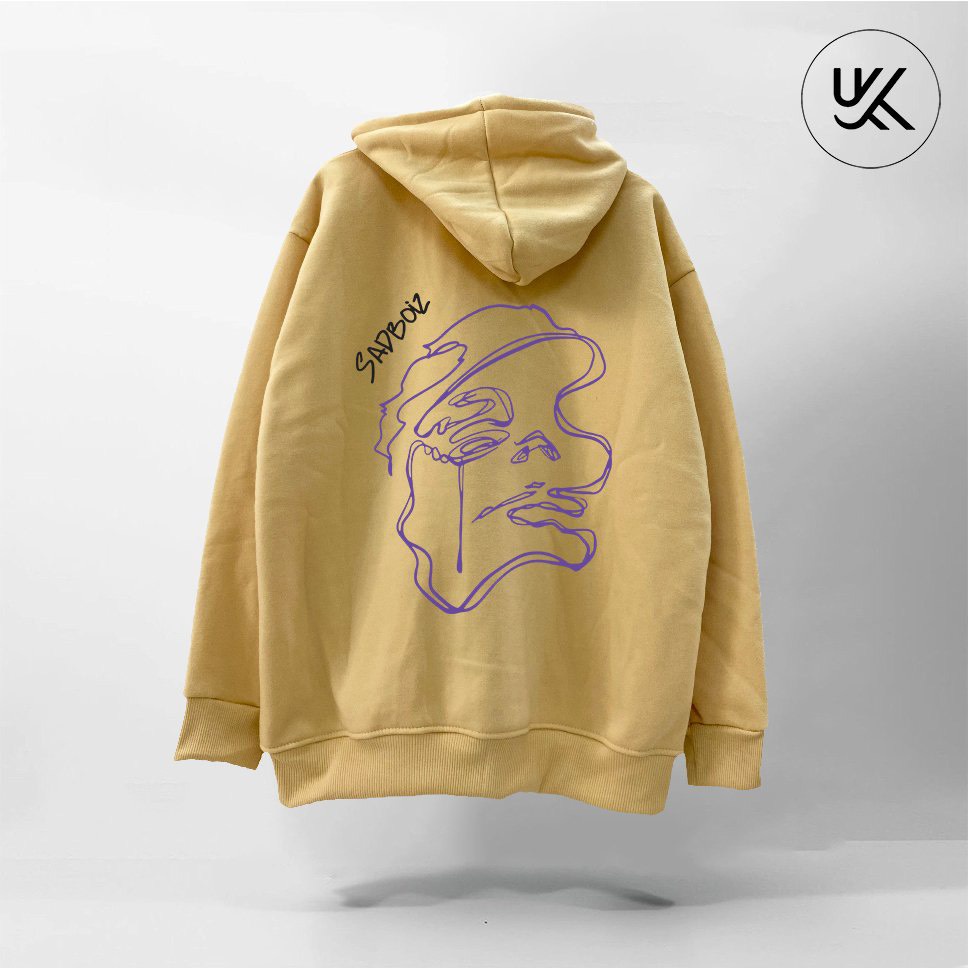 Áo HOODIE SADBOIZ VITAGE SADSTORY, Form RỘNG Oversize màu xám xanh khói, be, áo nỉ bông Cao Cấp Unisex Nam Nữ. KKIMShop