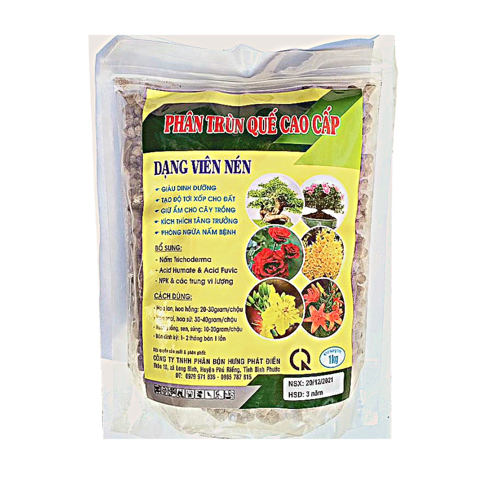 Phân Bón Trùn Quế Viên Nén HPD Cao Cấp Phân Bón Hữu Cơ Chuyên Cho Lan Và Cây Kiểng Gói 1kg