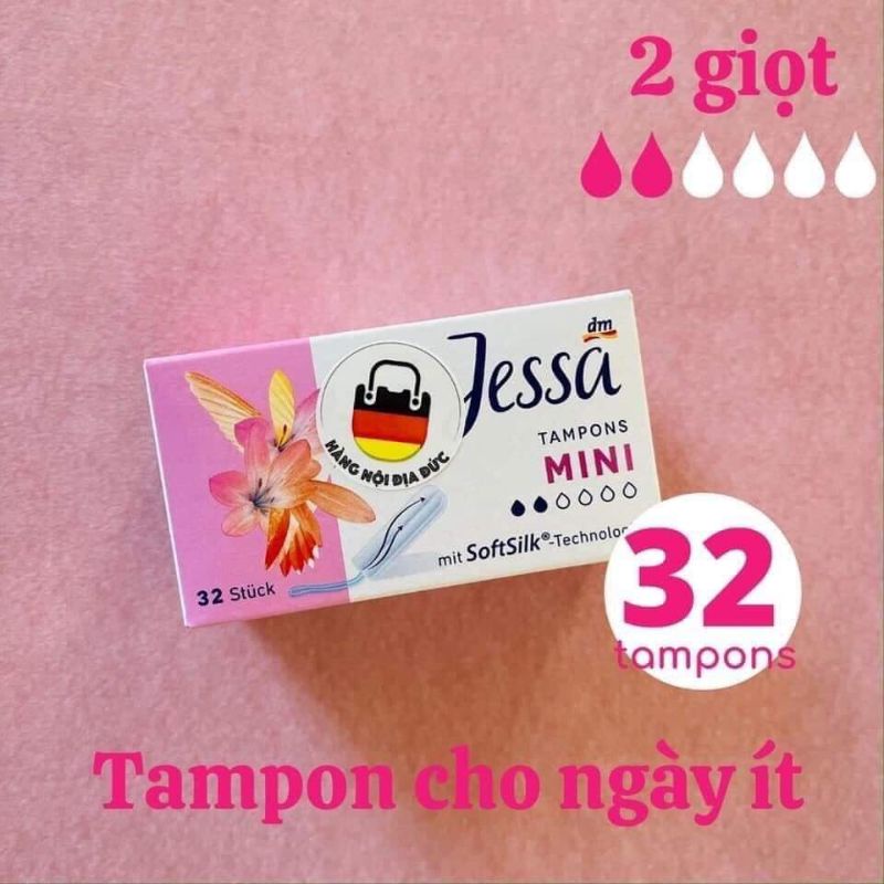 Băng vệ sinh tampon Jessa 3 giọt normal hộp 80 chiếc hàng Đức