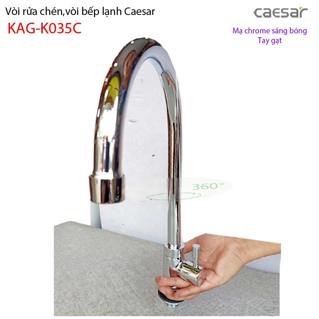 Vòi bếp lạnh Caesar KAG-K035C, sales kitchen faucet Vòi rửa chén bát lạnh Caesar cần cong hiệu suất tốt sử dụng tốt