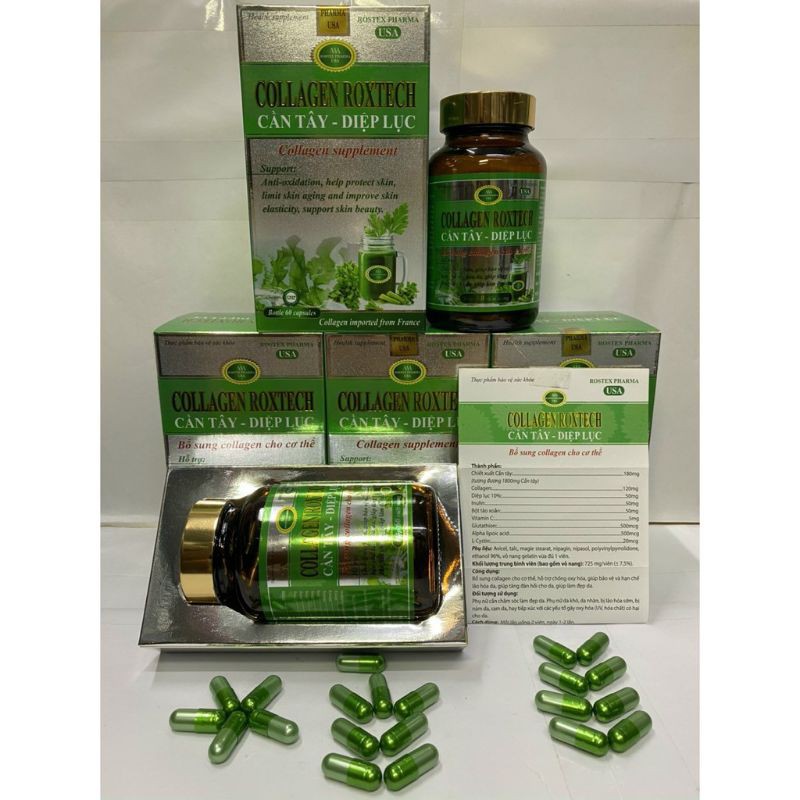 Viên uống COLLAGEN DIỆP LỤC CẦN TÂY hỗ trợ giảm cân, làm đẹp da – Hộp 60 viên