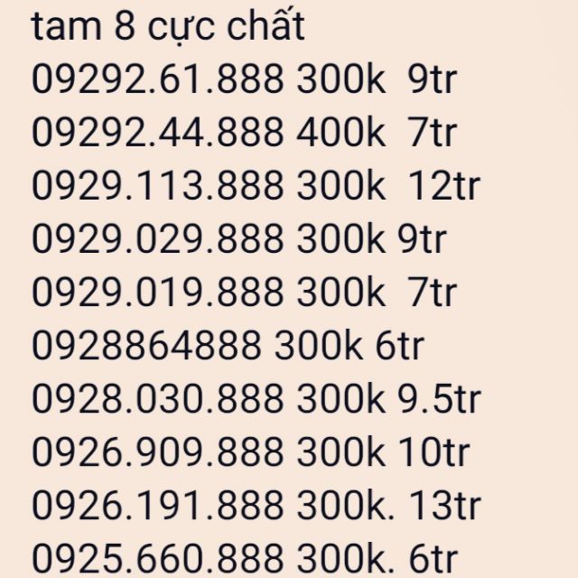 Sim số đẹp tam 888