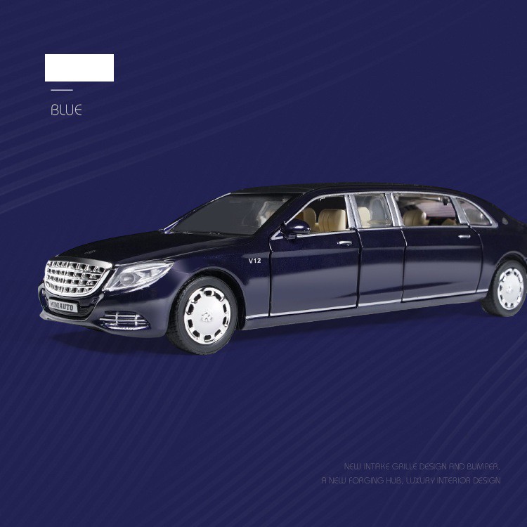 XE Mercedes-Maybach S600 mô hình kim loại, chạy cót có âm nhạc siêu sang 20.3x6x5cm