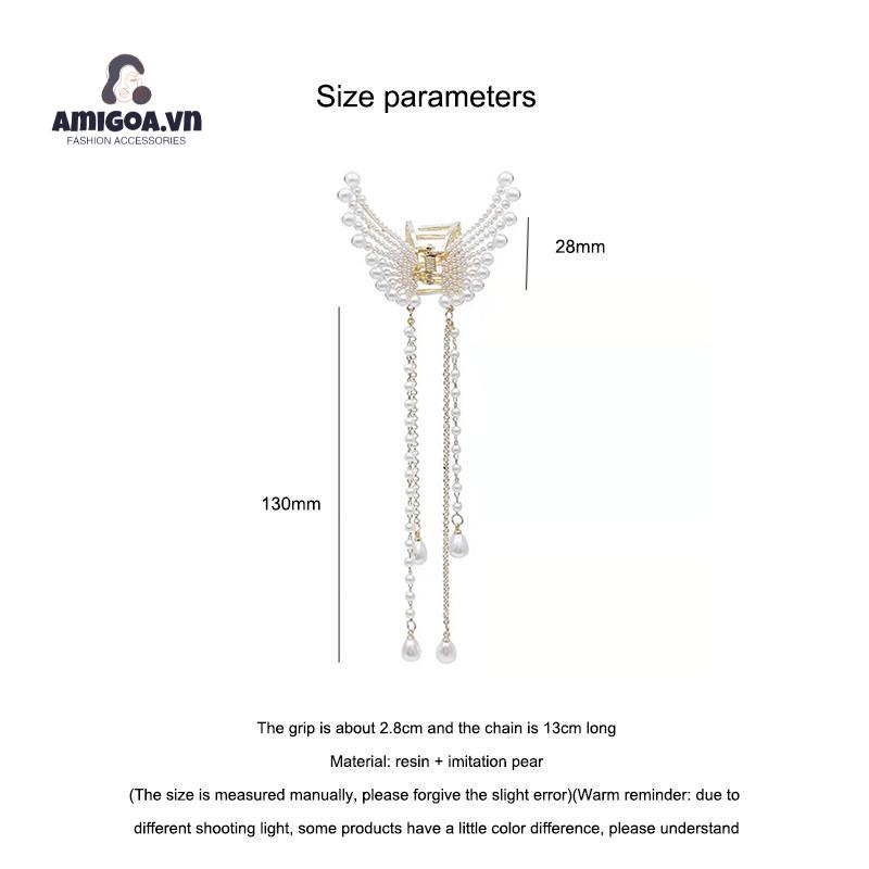 ✨✨Kẹp Tóc Hình Bướm Đính Ngọc Trai Phối Tua Rua Thời Trang Hàn Quốc Ngọt Ngào Cho Nữ