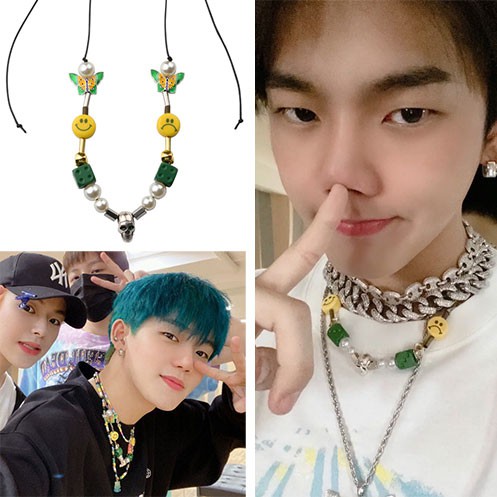 Vòng cổ mặt xúc xắc ngọc trai mặt cười phong cách hiphop Hàn Quốc dành cho cả nam và nữ