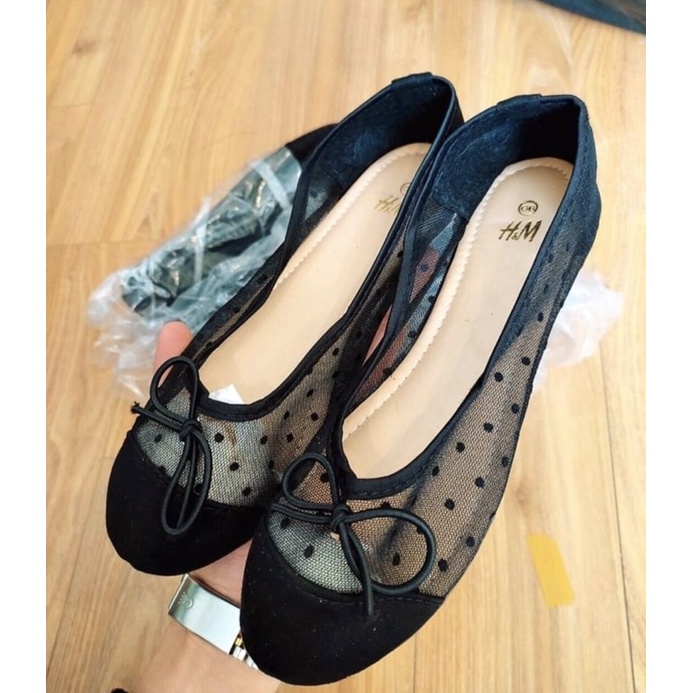 Giầy búp bê lưới nơ bệt size 39