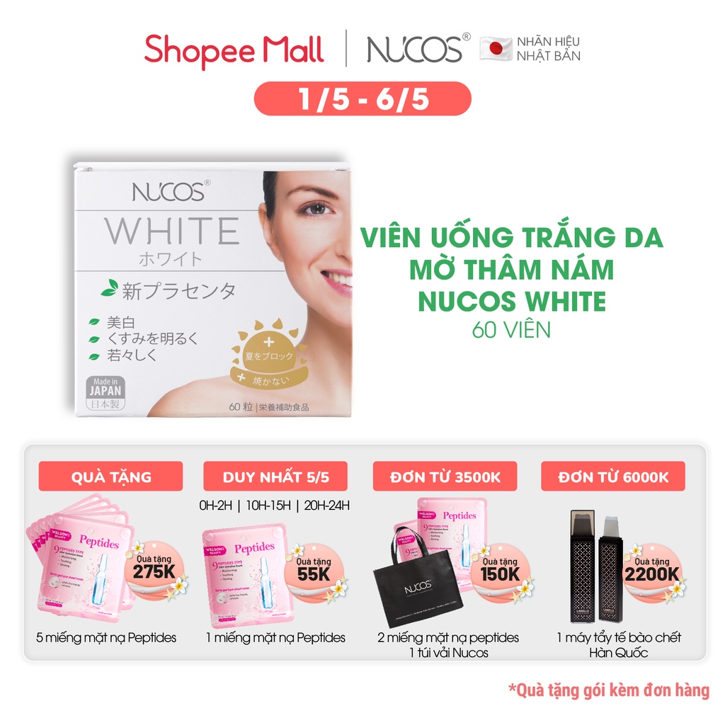 Viên uống trắng da mờ thâm nám Nucos White 60 viên