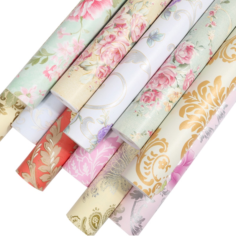 10 mét Giấy dán tường châu âu hoa vàng khổ rộng 45cm có sẵn keo