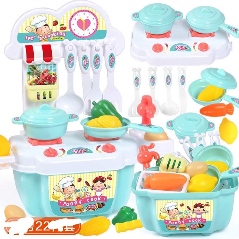 Bộ nhà bếp có vòi phun nước có bếp lửa hồng 64 chi tiết 73cm
