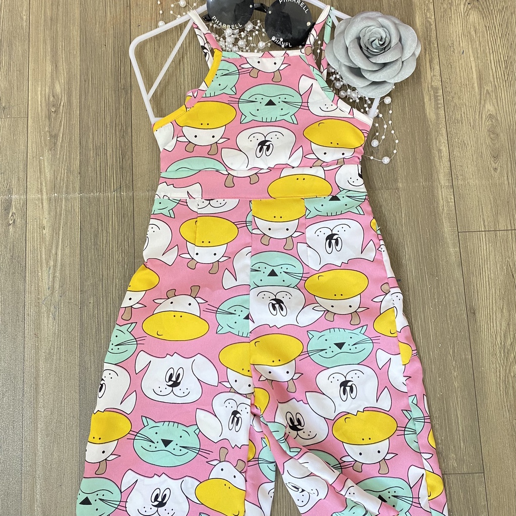 Bộ đồ BAY bé gái họa tiết mèo hồng chất liệu lua 8-23kg Angel Baby Thời Trang Thiết Kế