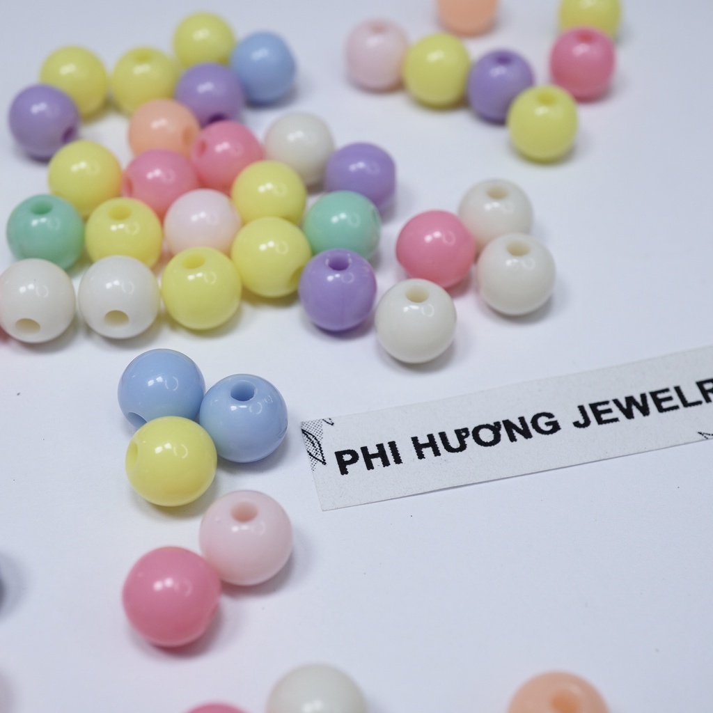 Túi 10-25gr hạt cườm nhựa xỏ vòng tay, làm trang sức, nhiều hình dạng nhiều màu