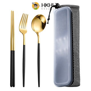 Bộ Hộp Đựng Muỗng Nĩa Đũa Bằng Thép Không Gỉ Thiết Kế Tiện Dụng