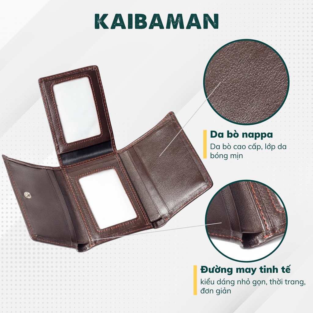 Ví Nam Da Bò 3 Gấp Nappa Cao Cấp  - KAIBAMAN