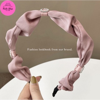 Bờm turban xước tóc lụa đính hạt, bờm tóc, xược tóc phong cách Hàn Quốc