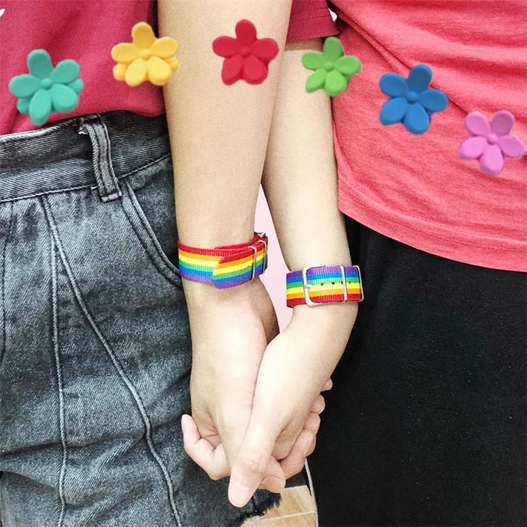 Vòng đeo tay màu sắc cầu vồng phong cách LGBT thời trang cho nam và nữ