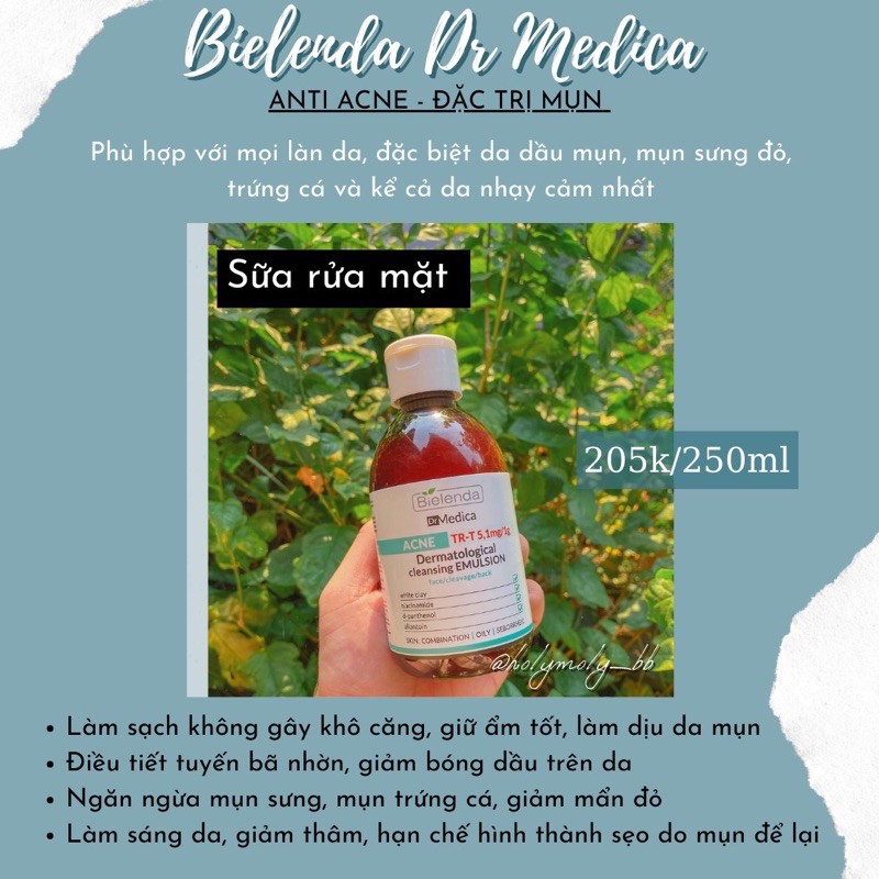 Sữa rửa mặt Bielenda Dr Medica Dermatological Cleansing Emulsion làm sạch da, ngăn ngừa mụn, giữ ẩm