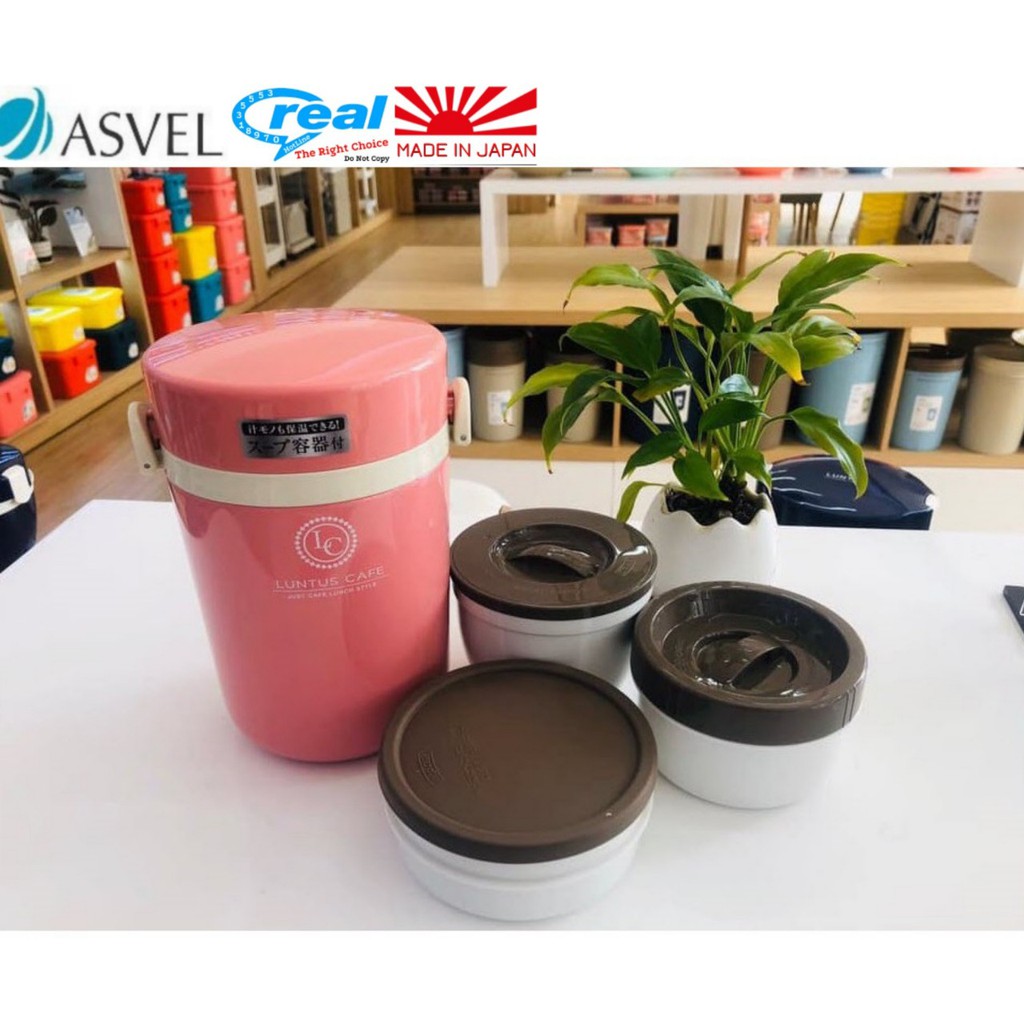 Hộp cơm giữ nhiệt 3 tầng Asvel Nhập Khẩu Nhật bản 700ml, Hộp đựng cơm văn phòng cao cấp nội địa Nhật