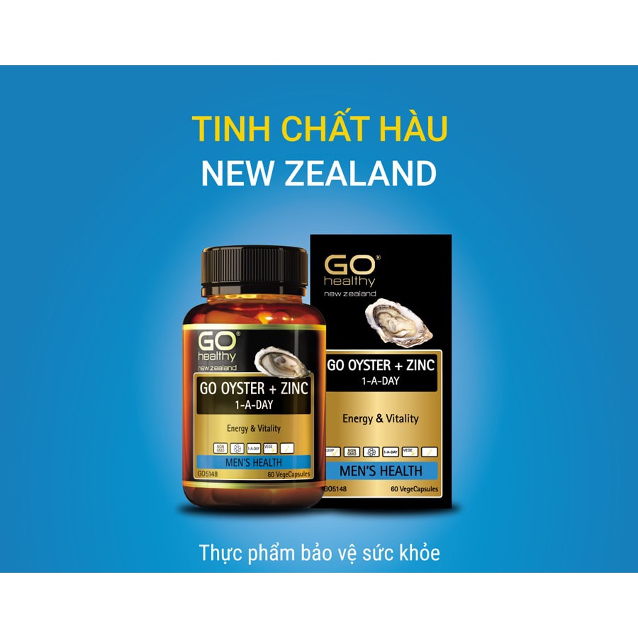 (BẢO HÀNH CHÍNH HÃNG) Tinh chất hàu New Zealand- Go Oyster Plus ZinC- Go Oyster + ZinC ( Hộp 60 viên)