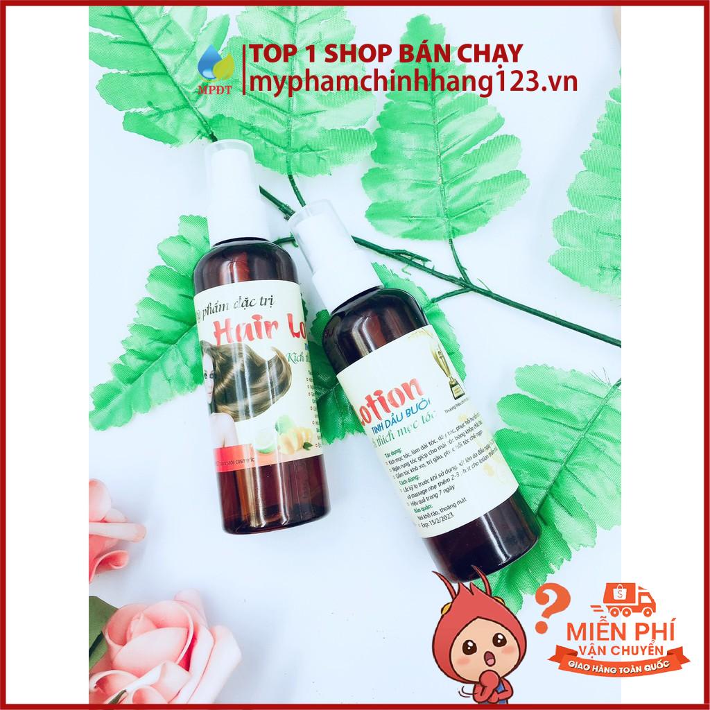 ( CHÍNH HÃNG ) Bộ 2 sp (TINH DẦU BƯỞI + DẦU GỘI BƯỞI) Kích mọc tóc dày, dài, ngăn rụng tóc, hói đầu, khô xơ,