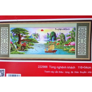 Tranh thêu chữ thập Tùng nghênh khách 222988 (chưa thêu)