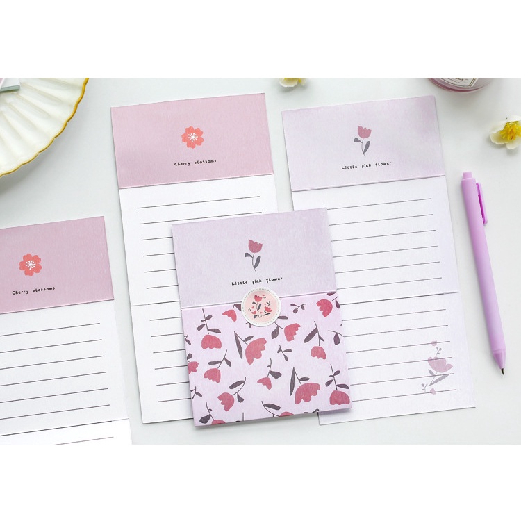 Set 2 Thiệp gấp pastel Hoa Trái kèm sticker dán - 22.5x11cm