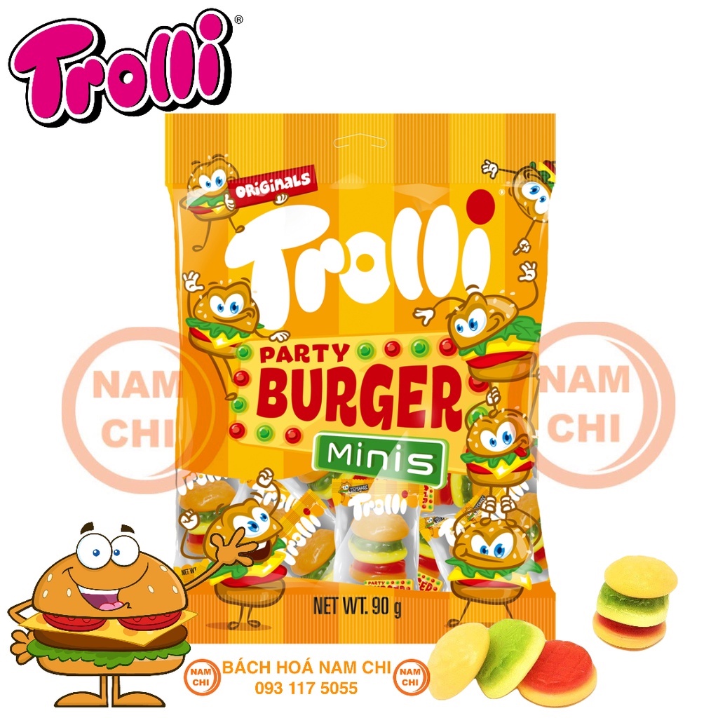 [GÓI 90G] Kẹo Dẻo TROLLI Party Burger Minis Gói 90g - Đức