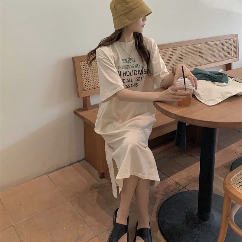 Jiashucheng Áo Thun Tay Ngắn Dáng Rộng In Chữ Phong Cách Harajuku Hàn Quốc Dễ Phối Đồ Mi