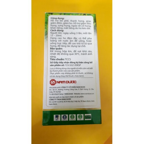 CAO AN PHẾ NAM DƯỢC – Hỗ trợ bổ phế, giảm đờm, giảm ho, giảm đau họng (100ml)