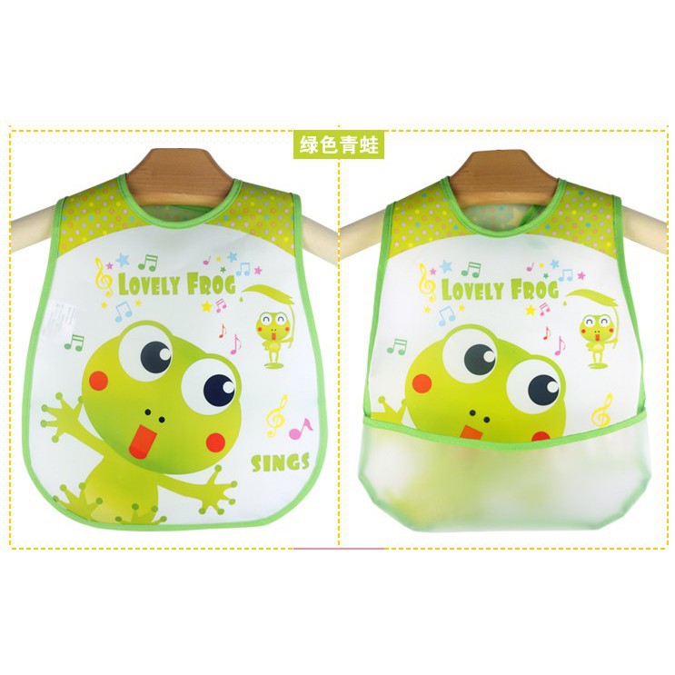 Yếm máng ăn dặm nilon quai dán cho bé