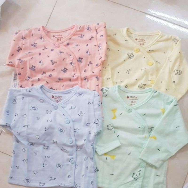 Áo Dài Tay Sơ Sinh Cotton Khuy Lệch Cho Bé 3-8kg / Nhiều Mẫu