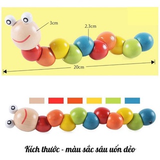 Đồ chơi con sâu gỗ - uốn dẻo, nhiều màu sắc, gỗ tự nhiên an toàn cho bé - con sâu gỗ uốn dẻo, đồ chơi sẫu gỗ dành cho bé