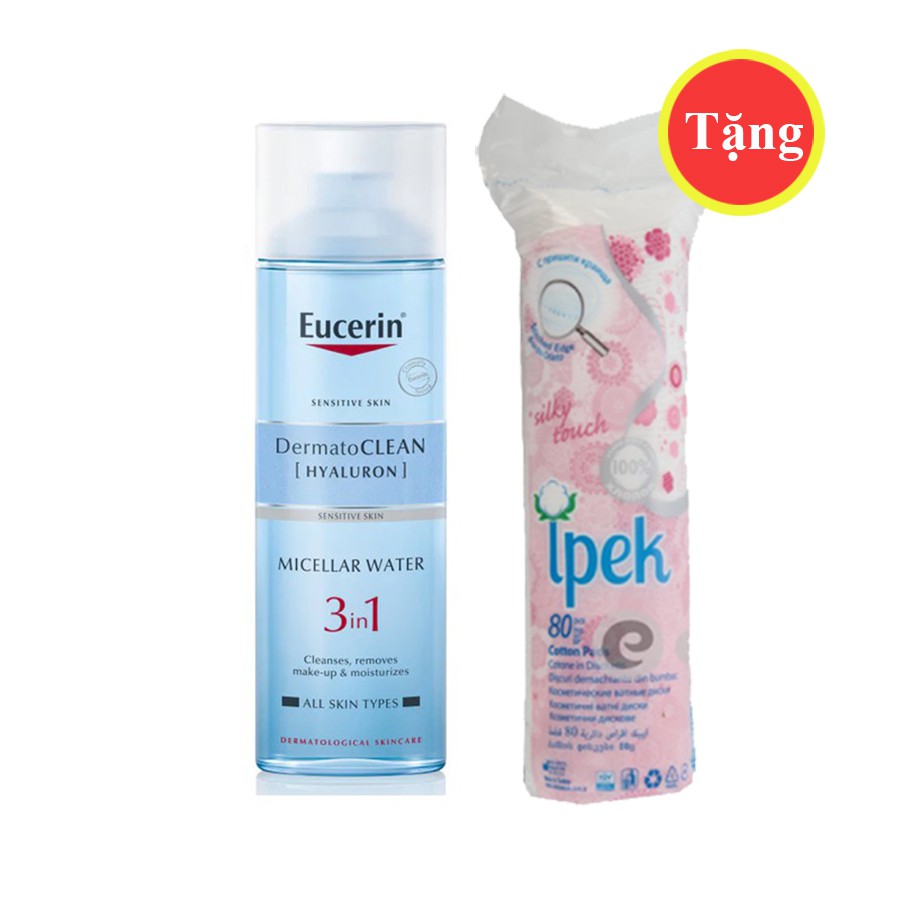 Nước tẩy trang dành cho da nhạy cảm Eucerin DermatoClean Micellar Cleansing Fluid 3 in 1 200ml