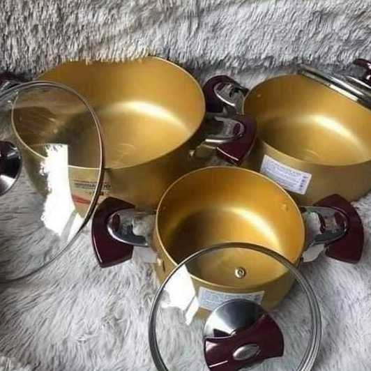 Bộ nồi Anod Sunhouse SH6634 chất liệu nhôm dùng bếp gas bếp hồng ngoại