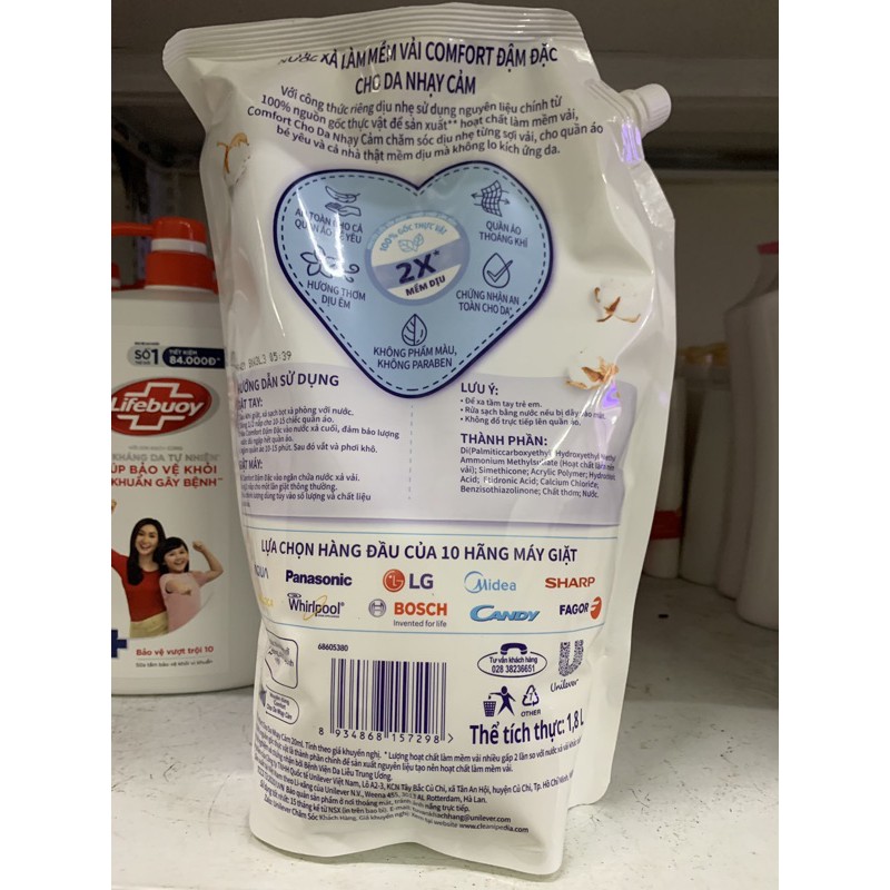 Túi Nước Xả Vải Comfort Cho Da Nhạy Cảm 1,8L