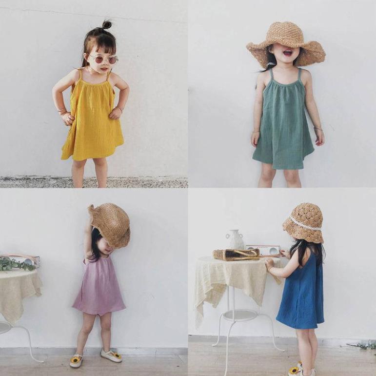Váy bé gái 2 dây 8 đến 18 kg sành điệu - đầm bé gái xinh xắn