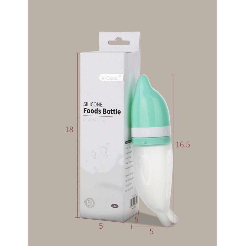 BÌNH THÌA ĂN DẶM ⚡️FREESHIP⚡️ Bình Thìa Ăn Dặm Kết Hợp Túi Nhai Silicone An Toàn Cho Bé