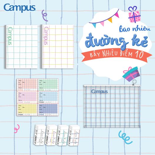 Vở Kẻ Ngang Campus 80 Trang, LINE FIELD , Có Chấm – Định Lượng 70g/m2 - Loki Home
