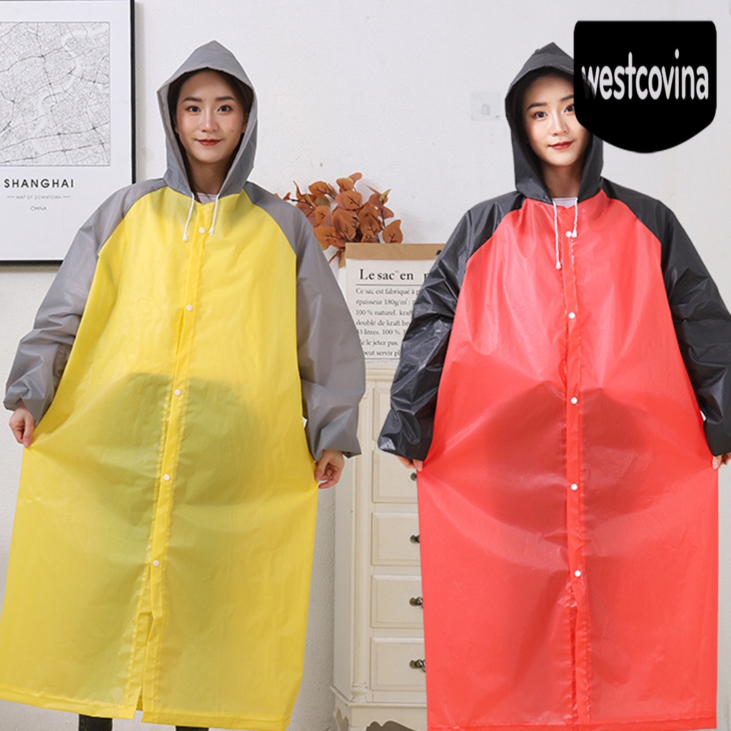 [Hot]☀ Áo Mưa Dáng Dài Có Mũ Trùm Đầu Thiết Kế Dây Thừng Thời Trang Unisex