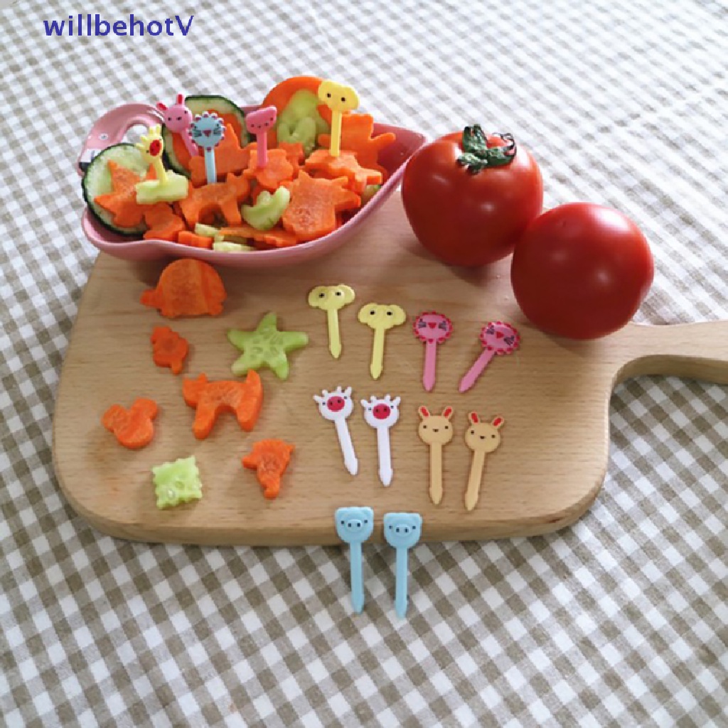 Bộ 10 Nĩa Ăn Trái Cây / Tráng Miệng Hình Động Vật Hoạt Hình Dễ Thương Dùng Trang Trí