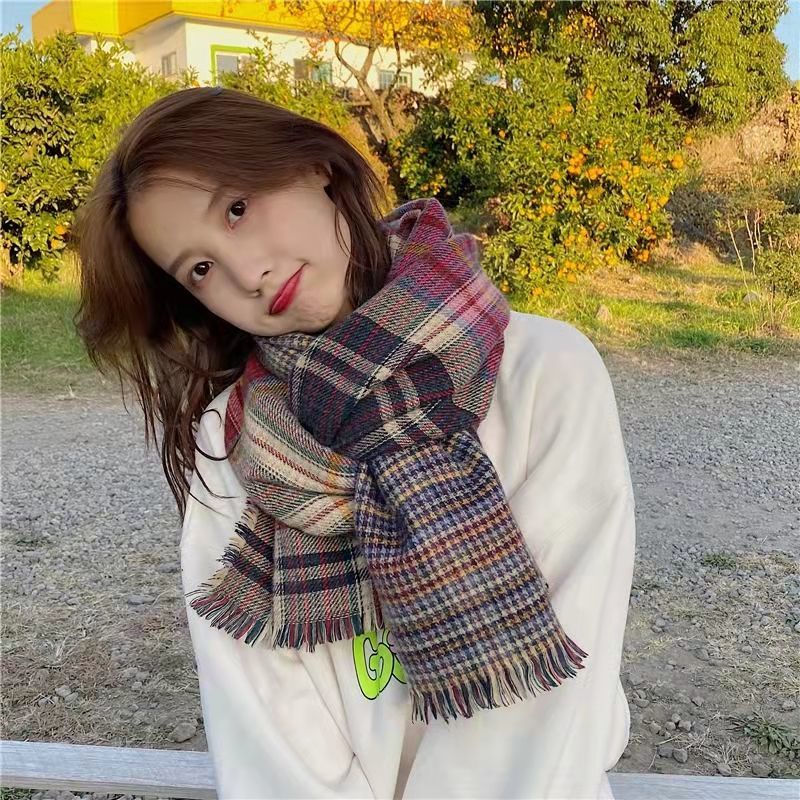 Khăn Choàng Hai Mặt Giữ Ấm Mùa Đông Thiết Kế Mới Thời Trang Theo Phong Cách Hàn