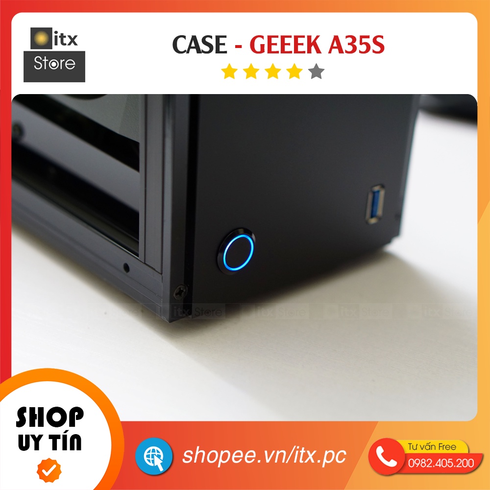 - Case mini ITX GEEEK A35S - Hỗ trợ VGA dài 2 Fan