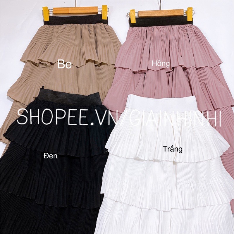 Chân váy xòe tầng dáng dài dập nhăn 4t, Chân váy tầng dáng dài CV1367 - NhiNhiShop