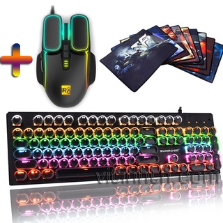 Combo Bàn phím Chuột /  Bàn phím cơ cao cấp nút tròn chính hãng SUNROSE led RGB