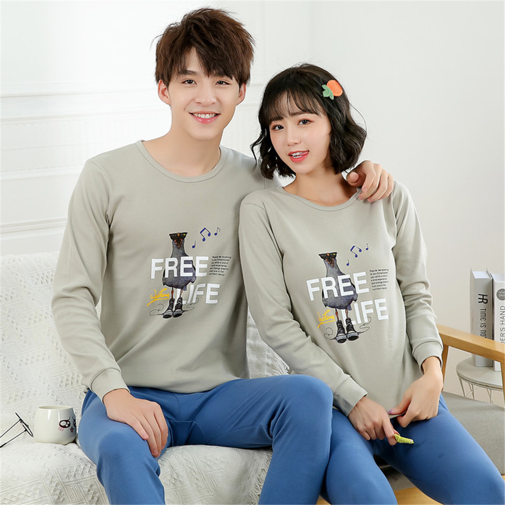 8-18 Years Teens Sleepwear Love Couple Young Boys Pajamas Korean Fashion Kids Cotton Set Pyjamas