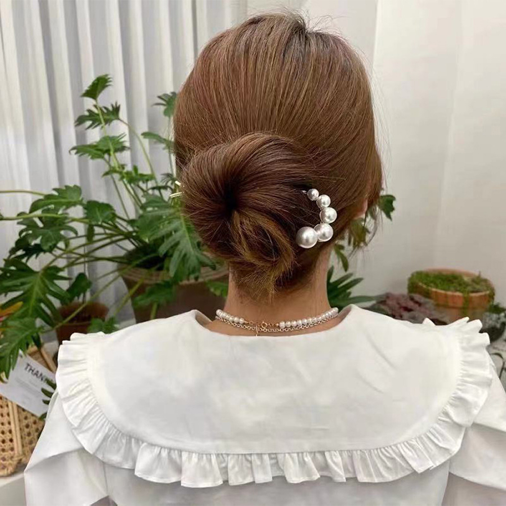 MKEB Kẹp tóc hình chữ u đính hạt ngọc trai kiểu dáng thời trang